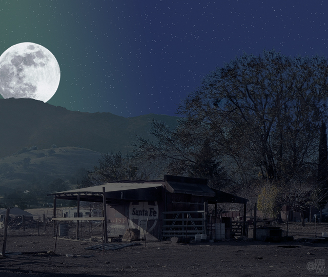 Stable night scene